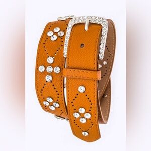 Rhinestone Vegan Leather Statement Belt